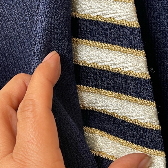 St. John collection Layered wool knit blue gold blazer/coat size 12 - Picture 10 of 16
